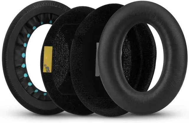 Alt view image 6 of 7 - Replacement Earpads for  QC45 (QuietComfort 45) Headphones Upgraded Quality with Thicker Memory Foam & Longer Lasting Leather by Brainwavz (Black)