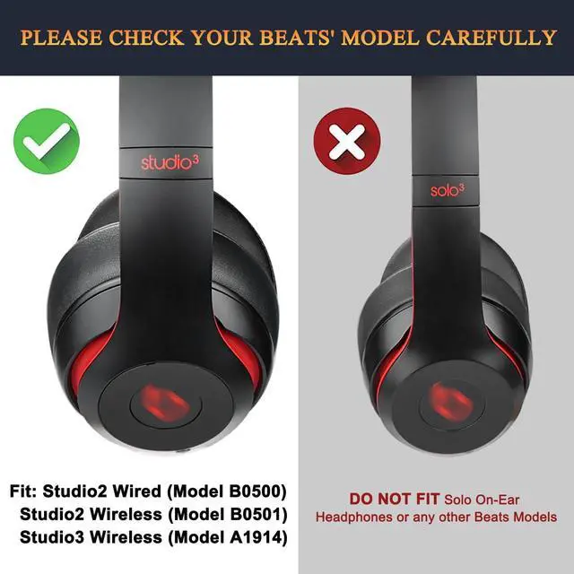 Alt view image 2 of 7 - Cooling Gel Replacement Ear Pads Cushions for Beats Studio 2 & Studio 3 Wired & Wireless Headphones Studio3 Studio2 Earpads with High-Density Noise Isolation Foam Added Thickness - Black