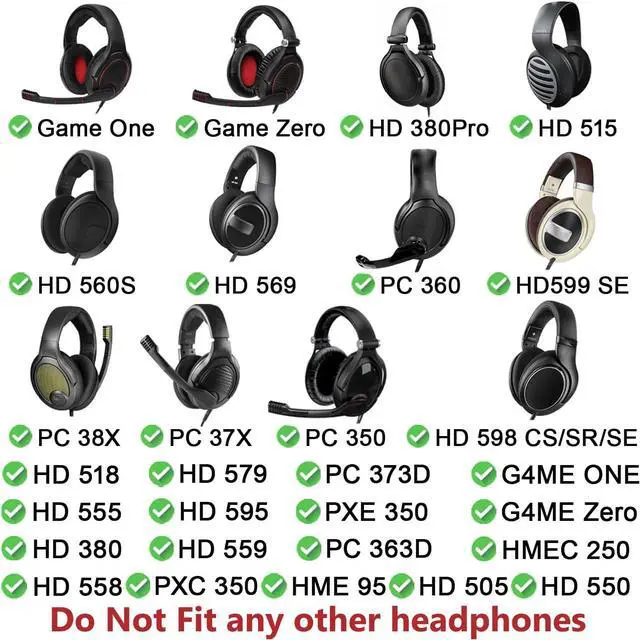 Alt view image 2 of 7 - Ear Pads for Sennheiser HD599/HD598/SE/CS/SR/HD595/HD569/HD560S/Game Zero/G4ME Zero Earpads Cushions for PC37X/PC38X/PC350/PXC350/PXE350/PC360/HD380/HD380 Pro- Black
