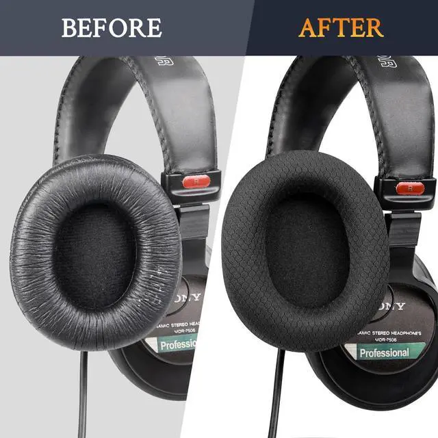 Alt view image 4 of 7 - Mesh Fabric Replacement Earpads for  MDR-7506 MDR-V6 MDR-V7 MDR-CD900ST Monitor Headphones Ear Pads Cushions with Softer High-Density Foam - Black