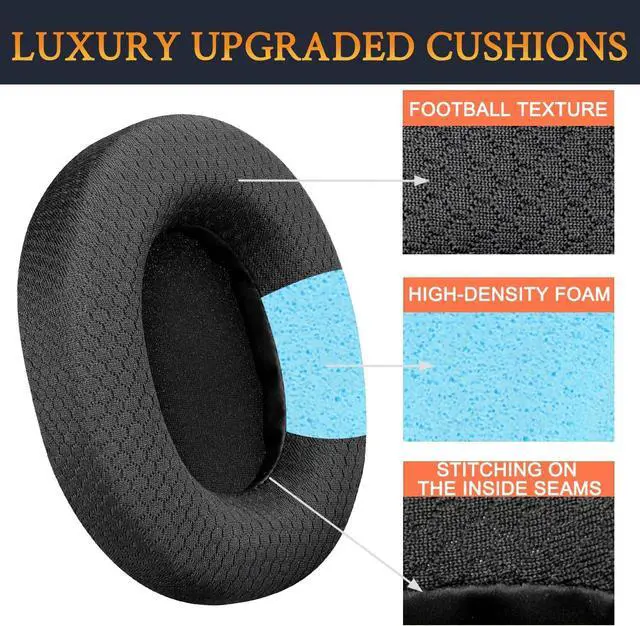 Alt view image 5 of 7 - Mesh Fabric Replacement Earpads for  MDR-7506 MDR-V6 MDR-V7 MDR-CD900ST Monitor Headphones Ear Pads Cushions with Softer High-Density Foam - Black