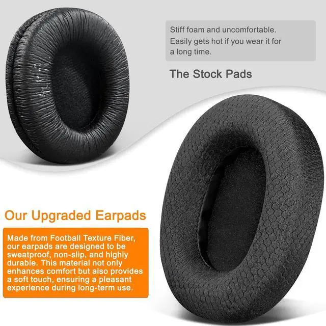 Alt view image 6 of 7 - Mesh Fabric Replacement Earpads for  MDR-7506 MDR-V6 MDR-V7 MDR-CD900ST Monitor Headphones Ear Pads Cushions with Softer High-Density Foam - Black
