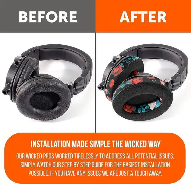 Alt view image 3 of 7 - PadZ Velour - The Ultimate Upgraded Earpads by Wicked Cushions - Compatible With Audio Technica HyperX SteelSeries Arctis & More - Extra Thick - Bigger Opening - Softer Memory Foam | Black Floral