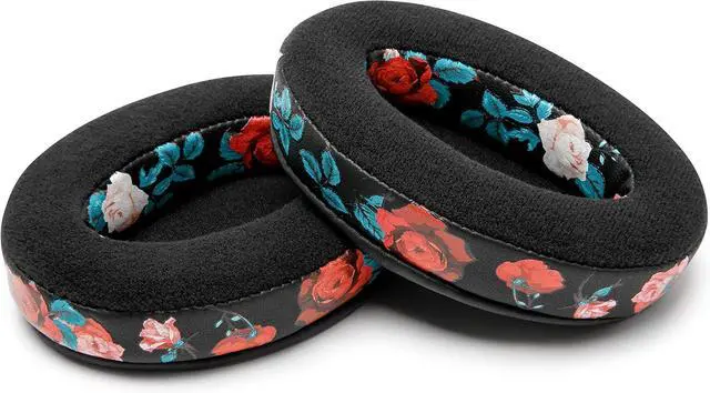 Alt view image 6 of 7 - PadZ Velour - The Ultimate Upgraded Earpads by Wicked Cushions - Compatible With Audio Technica HyperX SteelSeries Arctis & More - Extra Thick - Bigger Opening - Softer Memory Foam | Black Floral