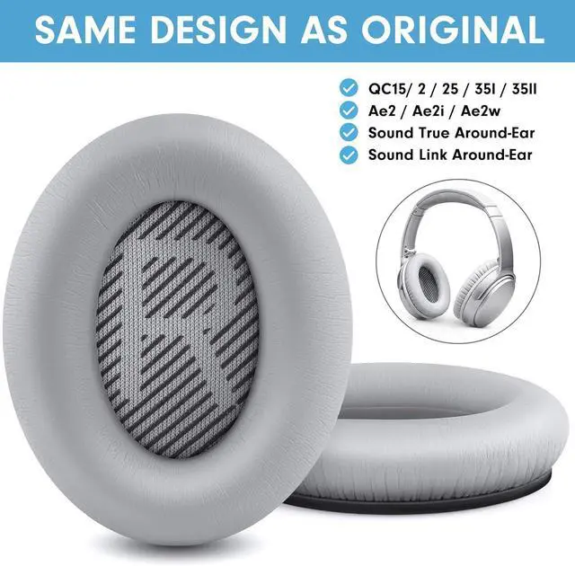 Alt view image 2 of 7 - Upgraded Professional Replacement Ear Pads for  QC35 & QC35ii QuietComfort 35 Headphones Ear Pads with Softer Leather Noise Isolation Foam Added Thickness