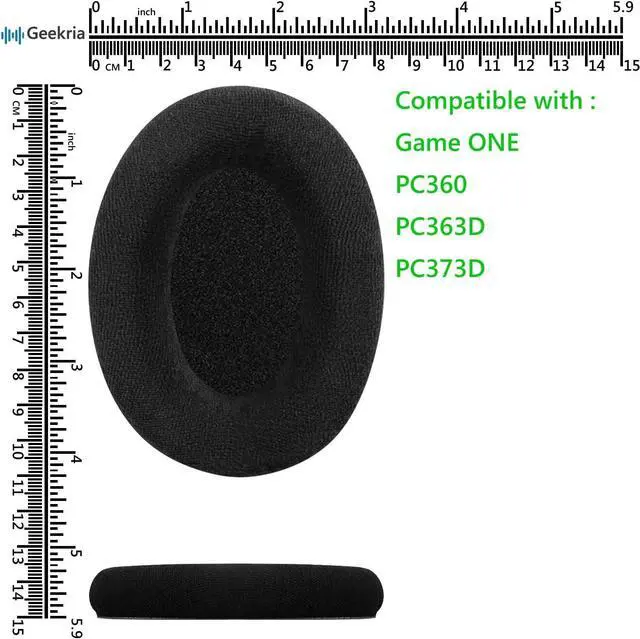 Alt view image 6 of 7 - Geekria Comfort Velour Replacement Ear Pads Compatible with Sennheiser Game ONE PC360 PC363D PC373D Headphones Ear Cushions (Black)