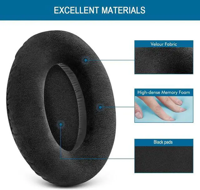 Alt view image 3 of 7 - Earpads for Sennheiser HD650/HD600/HD660S/HD545/HD525/HD535 Headphones Velour Ear Pads Cushions Replacement for Massdrop X HD6XX/HD58X and HD580/HD565 Jubilee Headset (Black Velour)