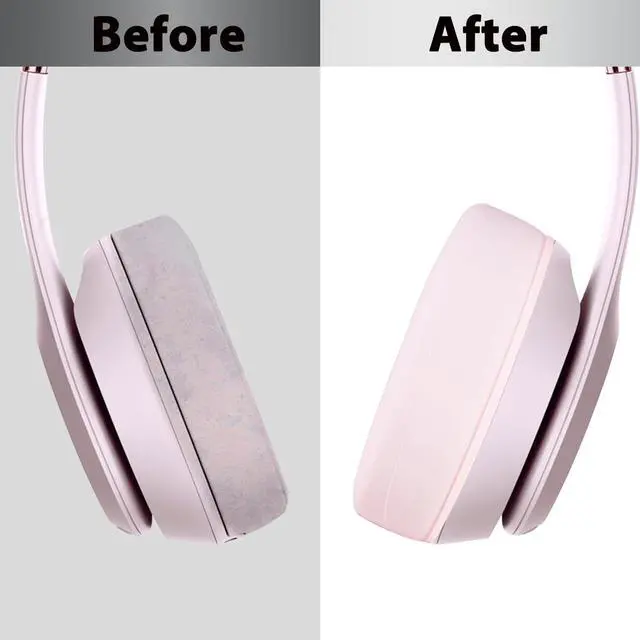 Alt view image 5 of 7 - Silicone Ear Pads Cover for Beats Solo 4 Washable Sweat Earpad Covers Silicone Case for Beats Solo4 & Solo3 Wireless On-Ear Headphones Accessories Protective Pads Cover (Pink)