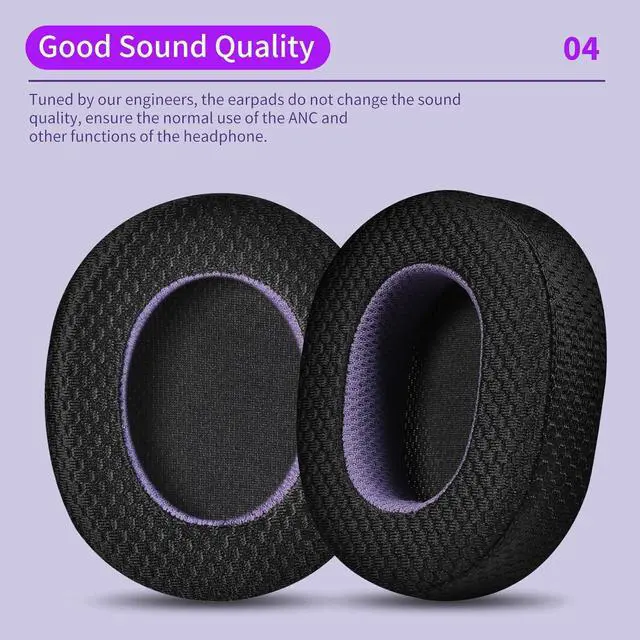 Alt view image 6 of 7 - Professional Earpads Cushions Replacement for WH-1000XM5 (WH1000XM5) Over-Ear Headphones Ice Silk Cloth Cooling Gel Noise Isolation Memory Foam Added Thickness (Mesh)