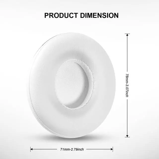 Alt view image 4 of 7 - Earpad Cushions Cover Replacement for Beats Solo 2 Solo 3 Wireless On-Ear Headphone Protein Leather Memory Foam Ear Cushions Cover (White)