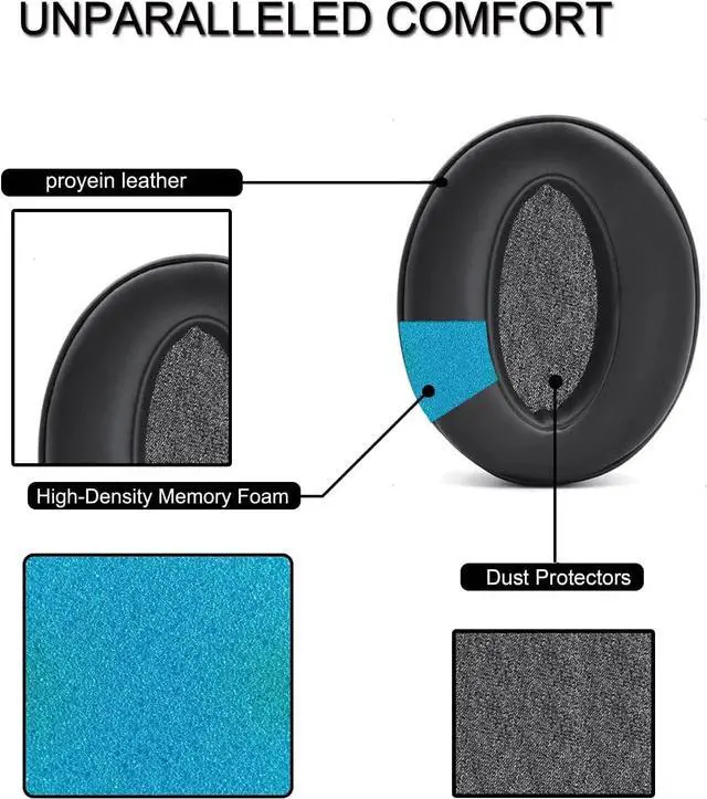 Alt view image 3 of 7 - HD4.50BT Replacement Ear Pads Quite-Comfort Protein Leather Earpads Cushions for Sennheiser HD4.50BT HD4.50BTNC HD4.40BT HD450BT HD430 HD440 HD350BT HD400S HD458BT HD300 Headphones(Black)