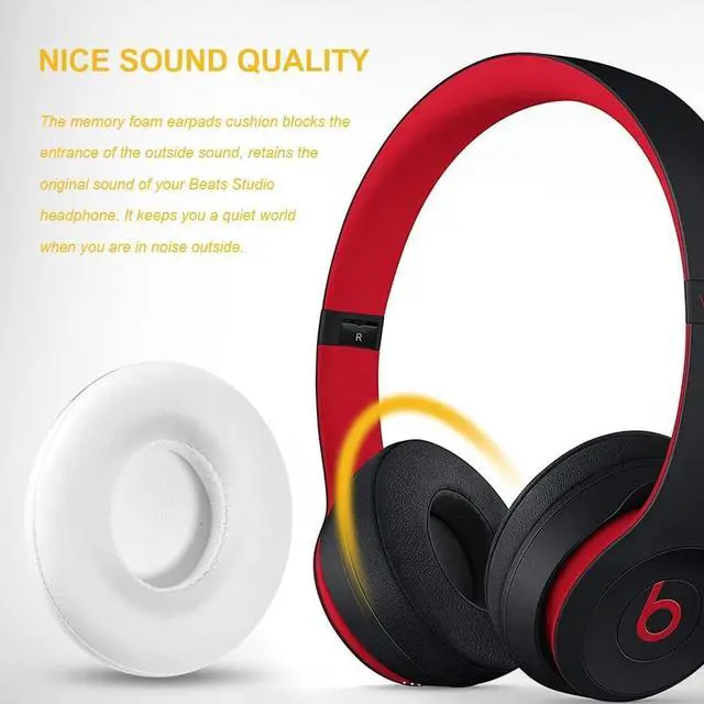 Alt view image 6 of 7 - Earpad Cushions Cover Replacement for Beats Solo 2 Solo 3 Wireless On-Ear Headphone Protein Leather Memory Foam Ear Cushions Cover (White)