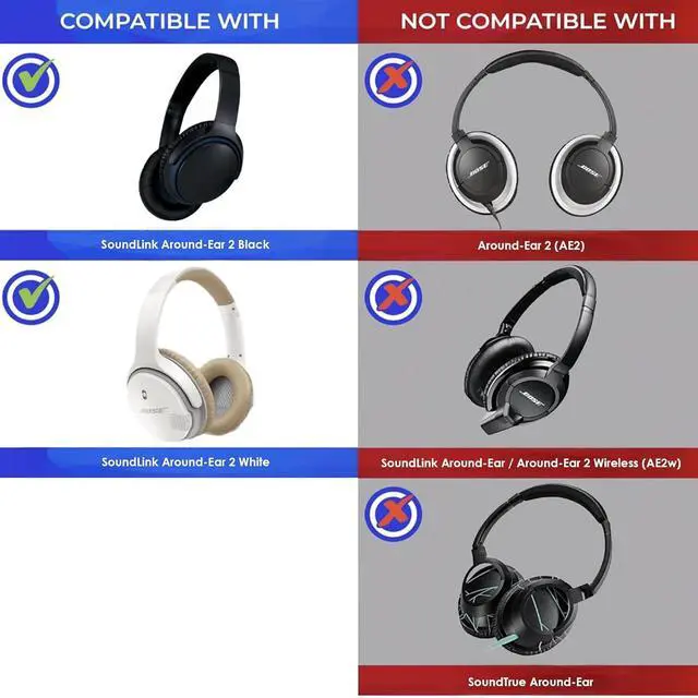Alt view image 2 of 7 - AHG Premium SoundLink AE2 Ear Pads Cushions Compatible with  SoundLink AE2 /  SoundLink Around Ear ii Wireless Headphones (Beige). Premium Protein Leather | Extra Thick Soft High-Density Foam