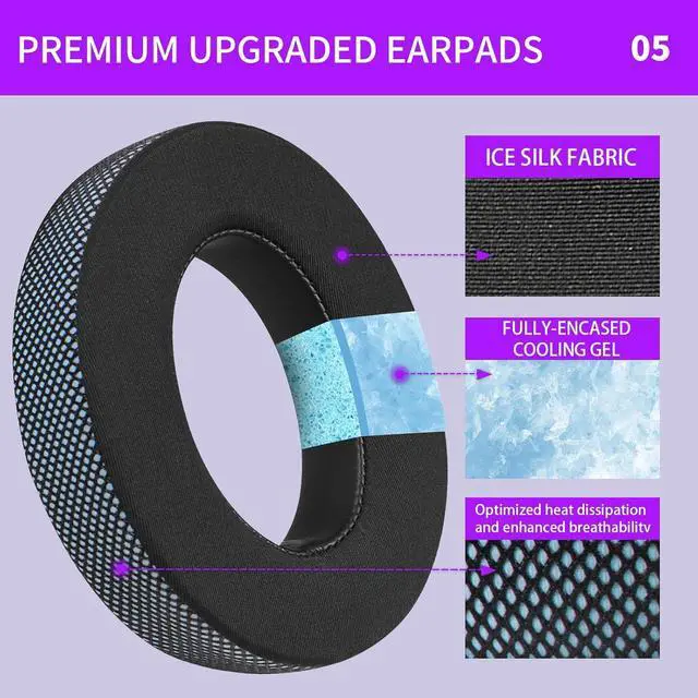 Alt view image 6 of 7 - Upgraded Cooling Gel Replacement Earpads for 700 (NC700) Wireless Headphones Optimized Heat Dissipation and Enhanced Breathability Added Thickness (Blue)