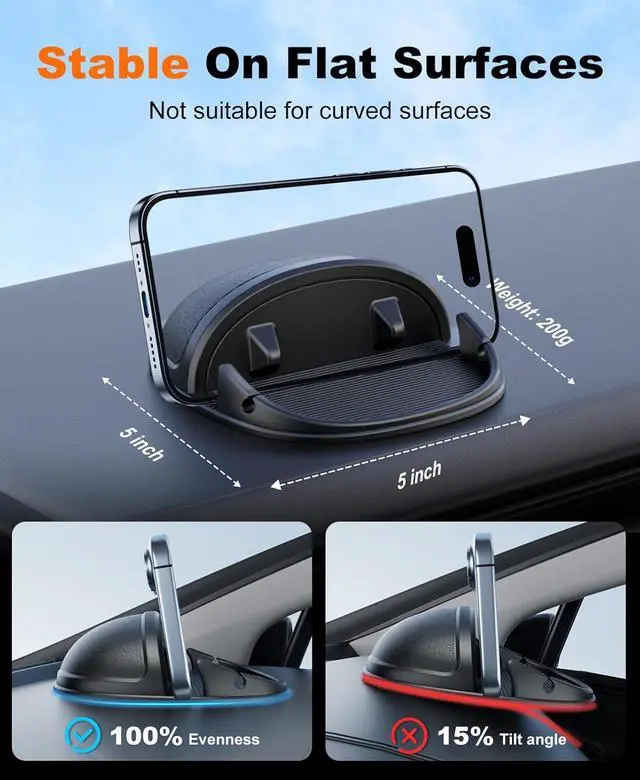 Alt view image 3 of 6 - Beeasy Car Phone Holder, Dashboard Phone Holder for Car Anti-Slip Silicone Car Pad Phone Mount, Hands Free Phone Stand Compatible with iPhone, Samsung, Android Smartphones, GPS Navigation Devices