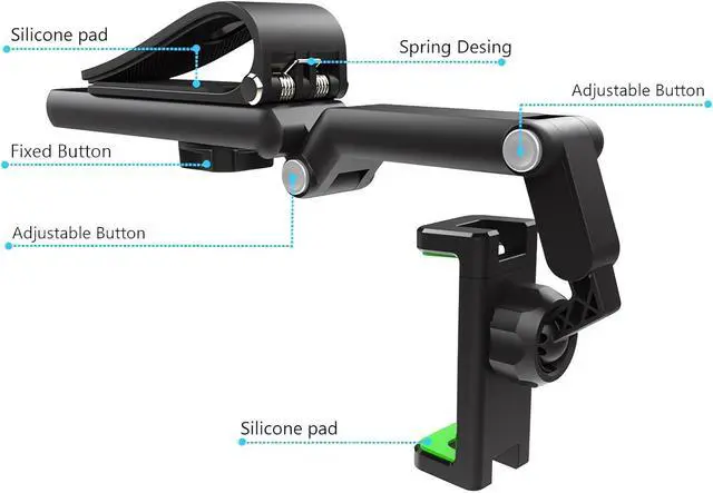 Alt view image 3 of 7 - Rotatable and Retractable Car Phone Holder - 1080 Multifunction Sun Visor Universal 360 Rotating Cell Phone Holder Mobile Mount for Vehicle Rear View Mirror