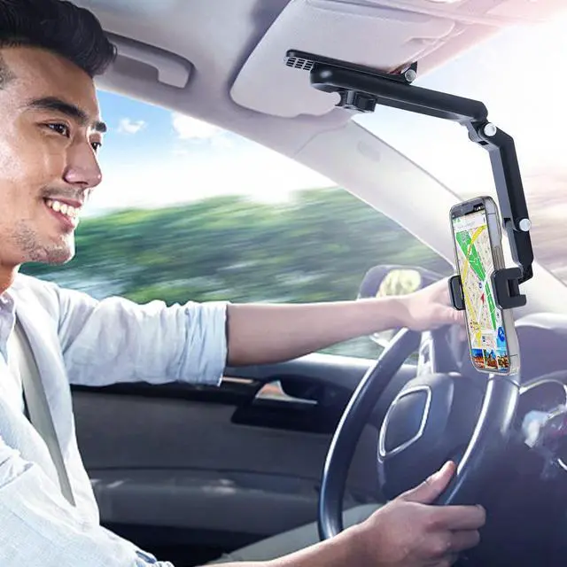 Alt view image 5 of 7 - Sun Visor Phone Holder 360° Rotatable Rearview Phone Holder Cell Phone Holder for Car Sun Visor Perfectly for iPhone  & Other Cellphone Car Accessories