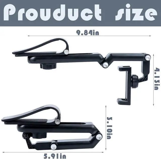 Alt view image 2 of 7 - Sun Visor Phone Holder 360° Rotatable Rearview Phone Holder Cell Phone Holder for Car Sun Visor Perfectly for iPhone  & Other Cellphone Car Accessories