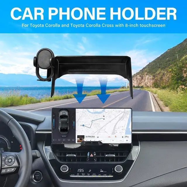 Alt view image 2 of 7 - Car Phone Holder for Toyota Corolla 2019-2025 Corolla Cross 2022-2024 2025 Corolla Accessories Cell Phone Mount with 8 Inch Screen Cell Phone Automobile Cradles Hands-Free 360 Degree Rotation