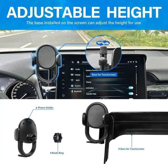 Alt view image 3 of 7 - Car Phone Holder for Toyota Corolla 2019-2025 Corolla Cross 2022-2024 2025 Corolla Accessories Cell Phone Mount with 8 Inch Screen Cell Phone Automobile Cradles Hands-Free 360 Degree Rotation