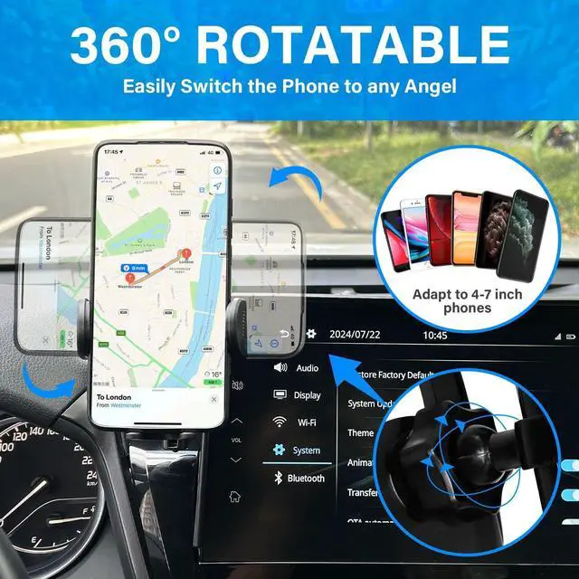 Alt view image 6 of 7 - Car Phone Holder for Toyota Corolla 2019-2025 Corolla Cross 2022-2024 2025 Corolla Accessories Cell Phone Mount with 8 Inch Screen Cell Phone Automobile Cradles Hands-Free 360 Degree Rotation