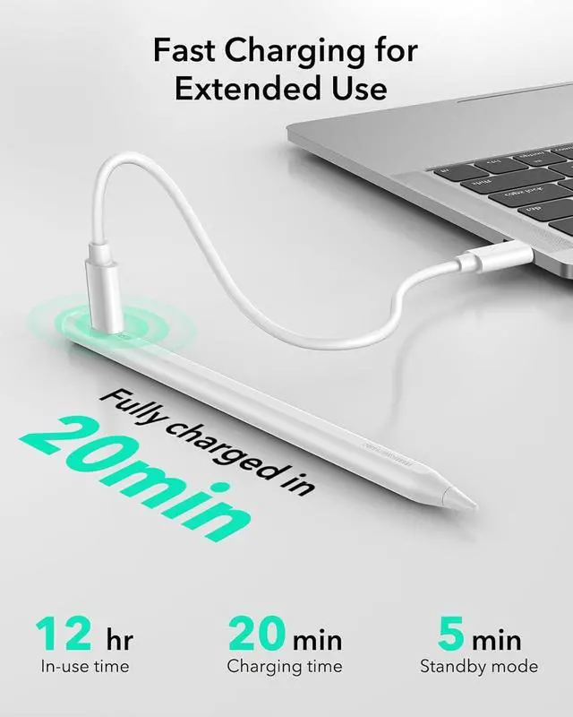 Alt view image 5 of 7 - Geo Digital iPad Pencil Findmy Compatible with  iPad 2018-2025 with Easy Shortcuts for  iPad A16/10/9/8 & Air 13/11 & Pro 12.9/13/11 & Mini 7/6/5 White(No Wireless Charging)