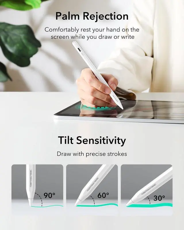 Alt view image 7 of 7 - Geo Digital iPad Pencil Findmy Compatible with  iPad 2018-2025 with Easy Shortcuts for  iPad A16/10/9/8 & Air 13/11 & Pro 12.9/13/11 & Mini 7/6/5 White(No Wireless Charging)