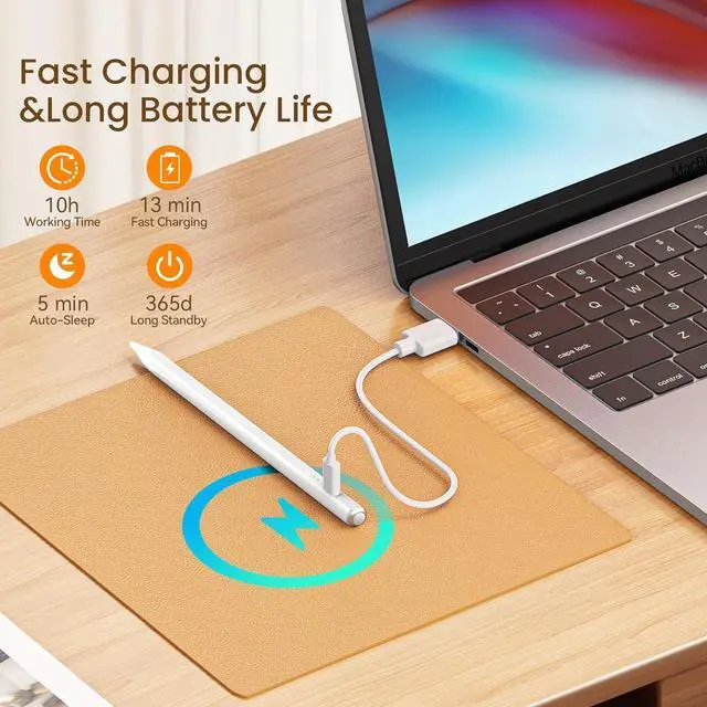 Alt view image 2 of 7 - Stylus Pen for iPad(2018-2025)-13 Mins Fast Charge with Tilt Sensitivity & Palm Rejection for iPad 11/10/9/8/7/6th Gen Air 7/6/5/4/3/M3/M2 Pro 13/12.9/11/M4 Mini 7/6/5th White