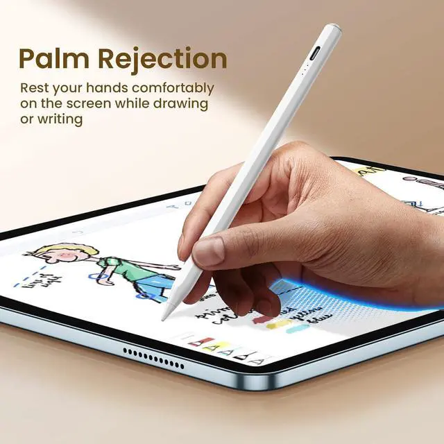 Alt view image 5 of 7 - Stylus Pen for iPad(2018-2025)-13 Mins Fast Charge with Tilt Sensitivity & Palm Rejection for iPad 11/10/9/8/7/6th Gen Air 7/6/5/4/3/M3/M2 Pro 13/12.9/11/M4 Mini 7/6/5th White