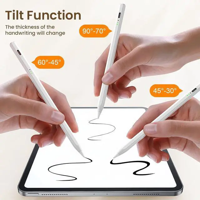 Alt view image 7 of 7 - Stylus Pen for iPad(2018-2025)-13 Mins Fast Charge with Tilt Sensitivity & Palm Rejection for iPad 11/10/9/8/7/6th Gen Air 7/6/5/4/3/M3/M2 Pro 13/12.9/11/M4 Mini 7/6/5th White
