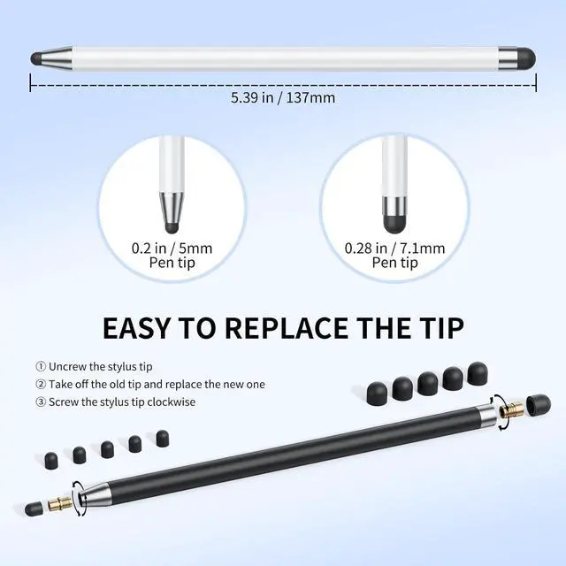 Alt view image 5 of 7 - Stylus (10Pcs) Stylus Pen for Touchscreen High Precision and Sensitivity Stylus Pen for iPad/iPhone//Android Smartphone and Tablets Compatible with All Capacitive Touch Screen (Black/White)