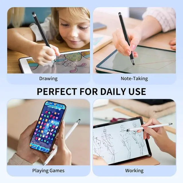 Alt view image 6 of 7 - Stylus (10Pcs) Stylus Pen for Touchscreen High Precision and Sensitivity Stylus Pen for iPad/iPhone//Android Smartphone and Tablets Compatible with All Capacitive Touch Screen (Black/White)