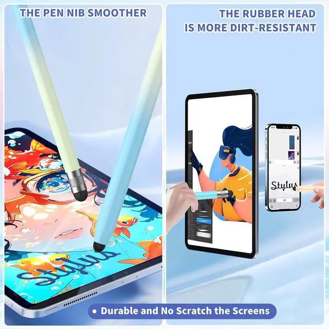 Alt view image 3 of 7 - 6Pcs Stylus Stylus Pen for Touchscreen 2-in-1 Stylus Pen for iPad High Precision and Sensitivity Double Rubber Tips Compatible with iPad/iPhone/Android Tablets and Touch Screen (6 Gradient Colors)