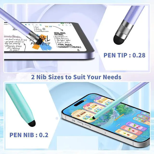 Alt view image 4 of 7 - 6Pcs Stylus Stylus Pen for Touchscreen 2-in-1 Stylus Pen for iPad High Precision and Sensitivity Double Rubber Tips Compatible with iPad/iPhone/Android Tablets and Touch Screen (6 Gradient Colors)