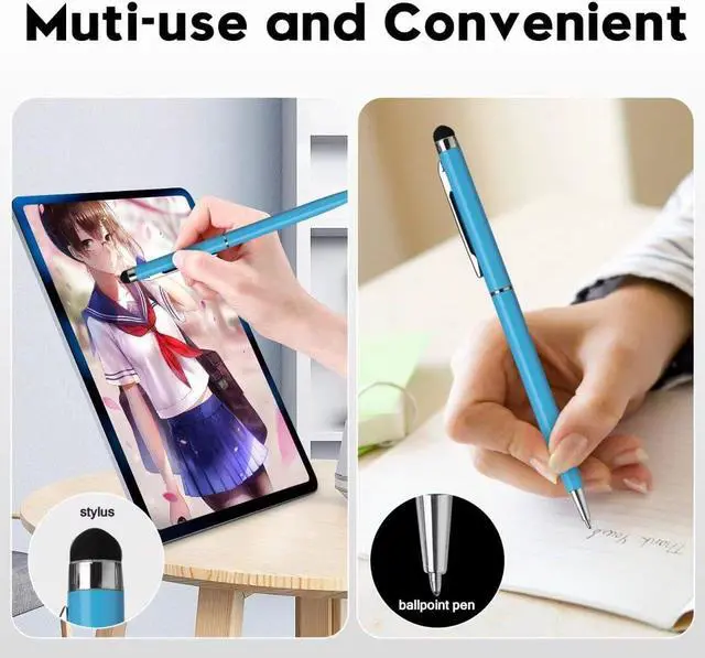 Alt view image 3 of 7 - 15 Pack Stylus Pens for Touch Screens Stylus Pen Compatible with Phone Tablets Kindle and Black Ink Ballpoint Pens-2 in 1 Stylists pens for Touch Screens
