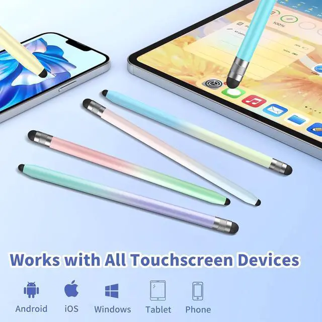 Alt view image 6 of 7 - 6Pcs Stylus Stylus Pen for Touchscreen 2-in-1 Stylus Pen for iPad High Precision and Sensitivity Double Rubber Tips Compatible with iPad/iPhone/Android Tablets and Touch Screen (6 Gradient Colors)