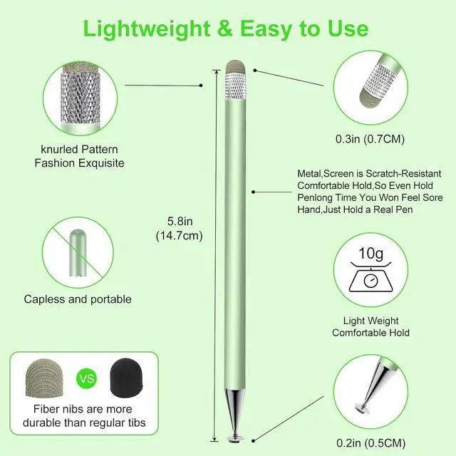 Alt view image 3 of 7 - Stylus Pen for Touchscreen 3pcs 2in1 High Precision Sensitivity Stylus Suitable for iPhone/ipad/Android Stylus for ipad Compatible with All Touch(Green/Purple/Rose Gold + 4Tips)