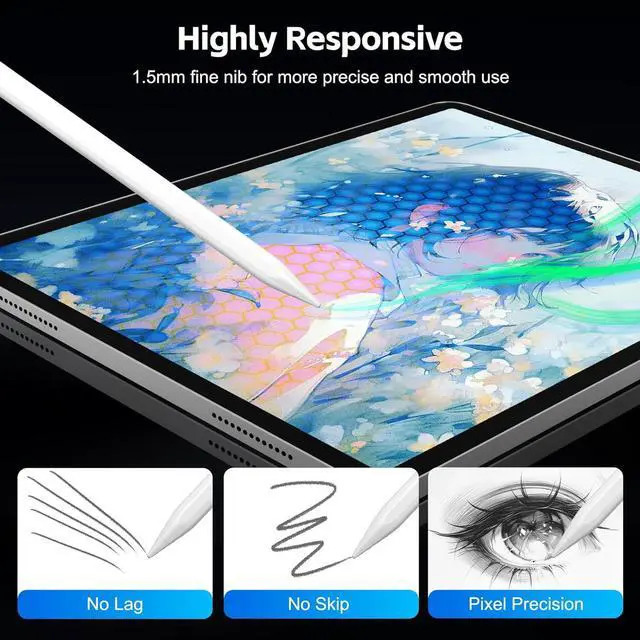 Alt view image 3 of 7 - Stylus Pen for iPad 2025-2018 with 13mins Fast Charge Tilt Sensitive Palm Rejection Pencil for iPad 11th A16 10th/9th/8th/7th/6th Air 11/13 M2/M3 Pro 11/13 M4 Pro 12.9 Air 5/4/3 Mini 7/6/5