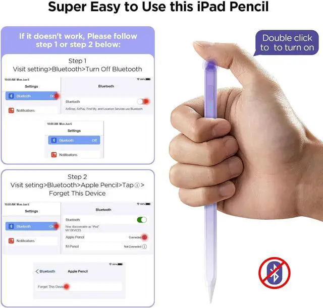 Alt view image 5 of 7 - Stylus Pen for iPad 2018-2025 15Mins Fast Charge for  Pencil Palm Rejection Compatible with iPad 10/9/8/7/6 iPad Pro 12.9/11/13 M4 iPad mini 6/5 iPad Air 5/4/3/11-13 M2