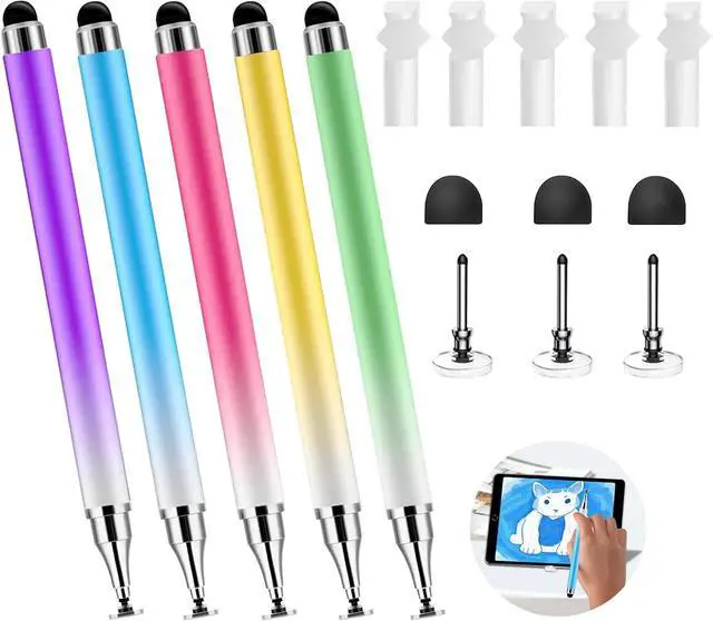 Main image of 5Pack 3 in 1 Stylus Pen for Touchscreen iPad iPhone Stylus Pen with Pen Cap High Precision & Sensitivity Compatible for All Touch Screens iPhone iPad/Android Tablets Laptop