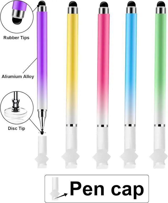 Alt view image 5 of 7 - 5Pack 3 in 1 Stylus Pen for Touchscreen iPad iPhone Stylus Pen with Pen Cap High Precision & Sensitivity Compatible for All Touch Screens iPhone iPad/Android Tablets Laptop
