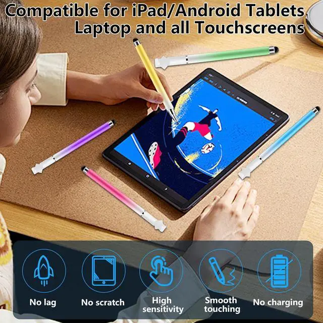 Alt view image 3 of 7 - 5Pack 3 in 1 Stylus Pen for Touchscreen iPad iPhone Stylus Pen with Pen Cap High Precision & Sensitivity Compatible for All Touch Screens iPhone iPad/Android Tablets Laptop