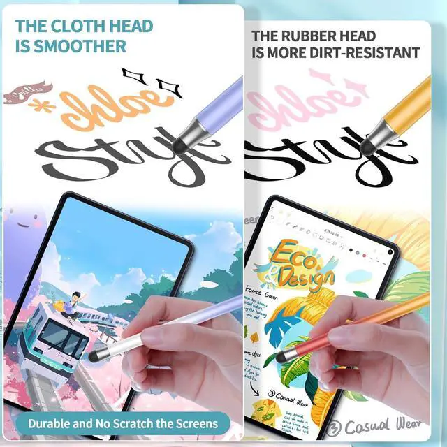 Alt view image 6 of 7 - Stylus (8Pcs) 2 in 1 Stylus Pen for Touchscreen High Precision and Sensitivity Double Rubber Tips Compatible with iPad/iPhone//Android Tablets and Other Capacitive Touch Screen (Multicolor)