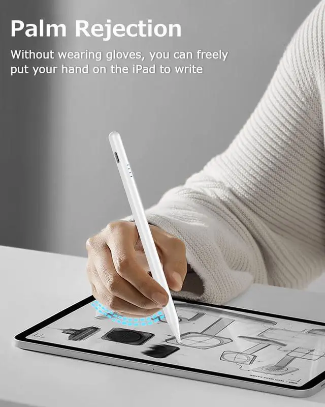 Alt view image 4 of 7 - Stylus Pen for iPad 10th&a16 Fast Charge for ipad Pencil with Palm Rejection Active Pen Compatible with (2018-2025)  iPad 6/7/8/9/10/11(A16) iPad Pro 11/12.9/M4 Mini 5/6 Air 3/4/5/M2/M3