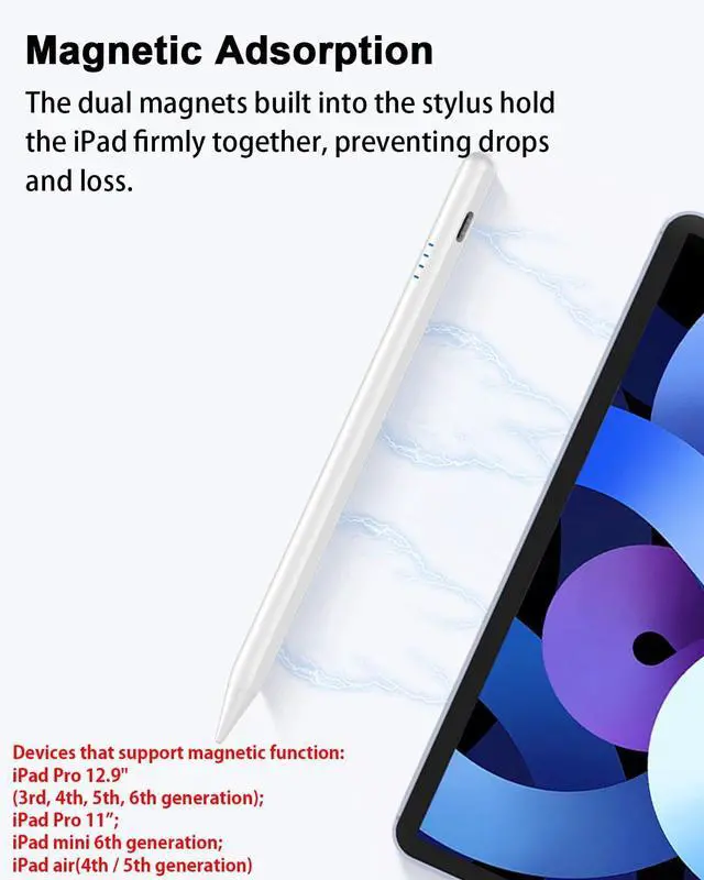 Alt view image 6 of 7 - Stylus Pen for iPad 10th&a16 Fast Charge for ipad Pencil with Palm Rejection Active Pen Compatible with (2018-2025)  iPad 6/7/8/9/10/11(A16) iPad Pro 11/12.9/M4 Mini 5/6 Air 3/4/5/M2/M3