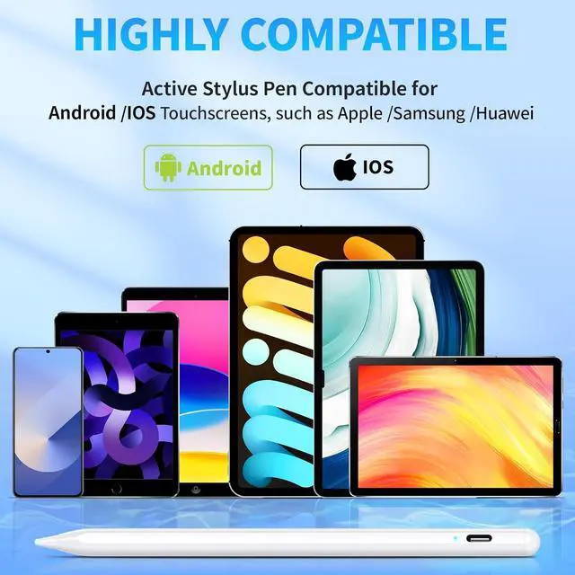 Alt view image 2 of 7 - Stylus Pen Active Stylus Pen Compatible for iOS and Android Touchscreens/Phones Rechargeable Stylus Pen with Dual Touch Screen Stylus Pencil for A-pple/Android/Tablet 16.5CM White
