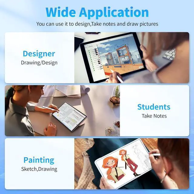 Alt view image 7 of 7 - Stylus Pen Active Stylus Pen Compatible for iOS and Android Touchscreens/Phones Rechargeable Stylus Pen with Dual Touch Screen Stylus Pencil for A-pple/Android/Tablet 16.5CM White