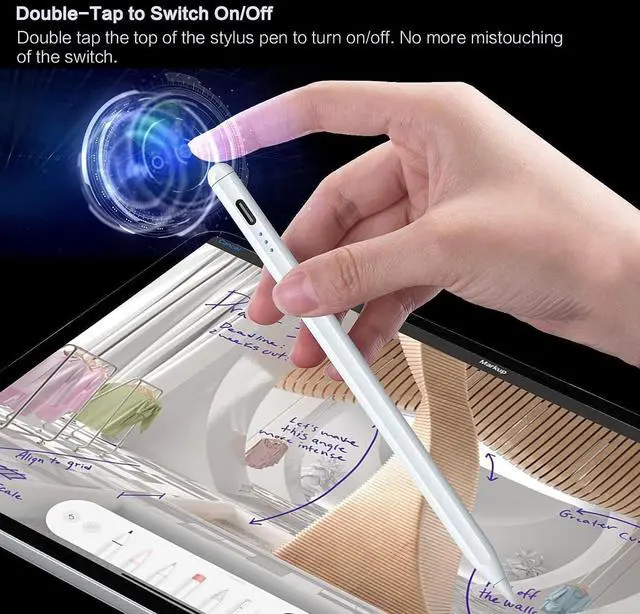 Alt view image 3 of 7 - Stylus Pen for iPad 6th-11th Generation 10 Mins Fast Charge  Pencil Compatible with 2018-2025 iPads Pencil  Pen for iPad Pro 11/12.9/M4 Air 3/4/5/M2/M3 Mini 5/6 Gen-White