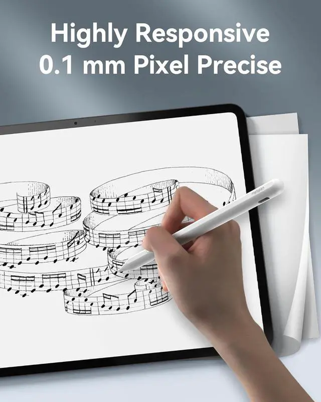 Alt view image 3 of 7 - Metapen Pencil A11 for iPad 6th-11th Quick Button & Bluetooth 2X Fast Charge Stylus Pen for 2018-2025  iPad a16/11/10/9/8/7/6th Gen Pro 12.9/11/13-inch M4 Air3/4/5/M2/M3 Mini 5/6th
