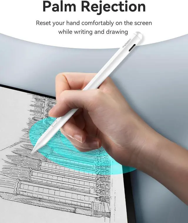 Alt view image 5 of 7 - Metapen Pencil A11 for iPad 6th-11th Quick Button & Bluetooth 2X Fast Charge Stylus Pen for 2018-2025  iPad a16/11/10/9/8/7/6th Gen Pro 12.9/11/13-inch M4 Air3/4/5/M2/M3 Mini 5/6th